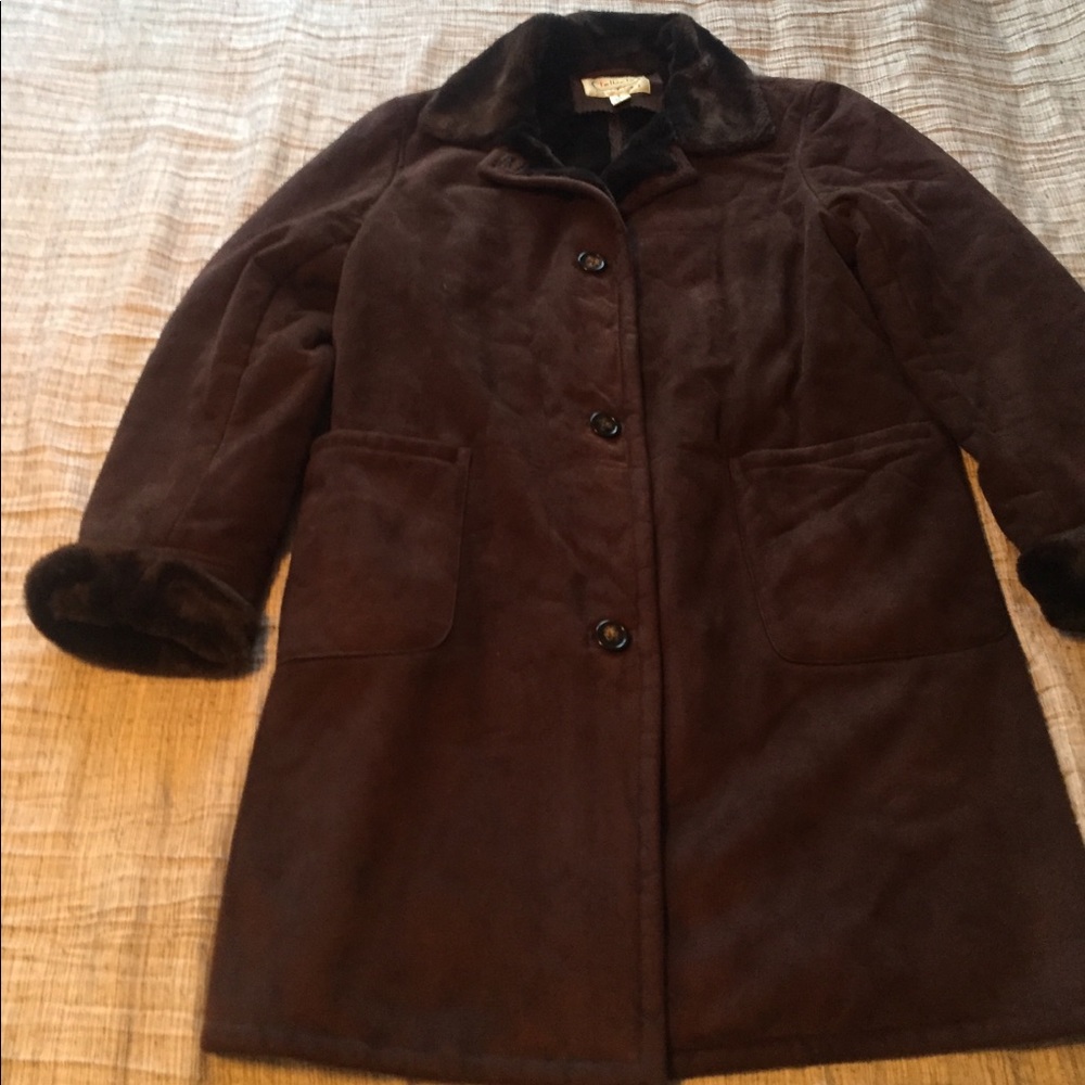 Talbots Brown Suede/Faux Fur Coat
